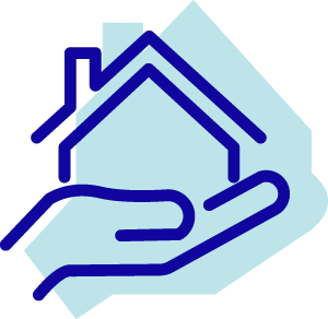 Hand holding house icon