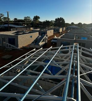 Roof trusses going on at Tennant Creek build